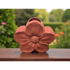 New Large Ceramic Pink Hawaiian Bloom Flower Leaf Vase Room Decor
